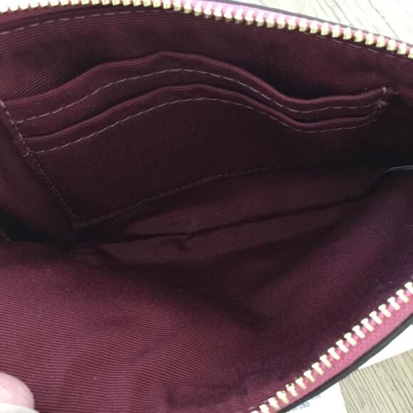 Coach Pebbled Leather Monogram Corner Zip Pink Designer Wristlet 6.5” x 4” NWT - Picture 3 of 3